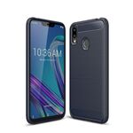 Custodia in TPU antiurto in fibra di carbonio spazzolato per ASUS ZenFone Max (M2) (blu navy)