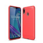Custodia in TPU antiurto in fibra di carbonio con trama spazzolata per ASUS ZenFone Max (M2) (rosso)