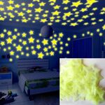 100pc Bambini Bambini Glow Wall Stickers Stelle (Giallo)