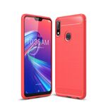 Custodia in TPU antiurto in fibra di carbonio con trama spazzolata per ASUS Zenfone Max Pro (M2) (rosso)