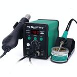 YIHUA 8786D 2 in 1 AC 220V LED Display Temperatura regolabile Pistola ad aria calda + Stazione di saldatura e saldatore