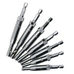 7 pezzi / set porte cerniera autocentrante maschiatore set punte per trapano perforatore strumenti per la lavorazione del legno (5 / 64,7 / 64,9 / 64,11 / 64,13 / 64,1 / 4 pollici, 5 mm)