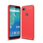 Custodia in TPU antiurto in fibra di carbonio con trama spazzolata per Google Pixel 3XL Lite (rosso)