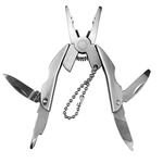 Cacciavite portachiavi pieghevole multifunzione portatile in acciaio inossidabile con coltello pieghevole (argento)