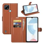 Per OPPO Realme C21 Litchi Texture Custodia a flip orizzontale con supporto e carta Slot & Portafoglio (Brown)