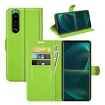 Per Sony Xperia 5 III Litchi Texture Custodia a flip orizzontale con supporto e carta Slot e portafoglio (verde)