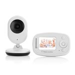 BM-SP820 Monitor per bambini con telecamera di sorveglianza wireless LCD da 2,4 pollici a 2,4 GHz con visione notturna a LED 7-IR, conversazione vocale bidirezionale (bianco)