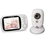 VB603 Monitor per bambini con telecamera di sorveglianza wireless LCD da 3,2 pollici a 2,4 GHz, supporto per la conversazione bidirezionale, visione notturna (bianco)