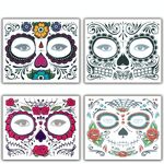 4 adesivi per tatuaggi temporanei impermeabili per il viso di Halloween, dimensioni: 150 * 125 mm, consegna in stile casuale