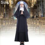 Costume di Halloween Donna Suora Missionaria Abbigliamento Cosplay, Taglia: S, Busto: 92 cm, Lunghezza del vestito: 138 cm, Larghezza spalle: 38 cm