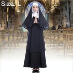 Costume di Halloween Donna Suora Missionaria Abbigliamento Cosplay, Taglia: L, Busto: 108 cm, Lunghezza del vestito: 144 cm, Larghezza spalle: 40 cm