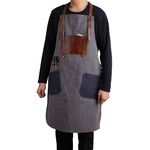 Grembiuli da lavoro artigiano in tela di cotone stile retrò (grigio)