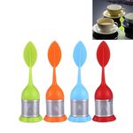Il silicone per foglie per uso alimentare produce filtri da tè in acciaio inossidabile per bustine di tè, consegna casuale di colori