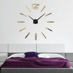 39 pollici camera da letto home office decorazione moderna senza cornice grande fai da te 3D specchio adesivo da parete orologio muto (oro)