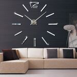39 pollici camera da letto home office decorazione moderna senza cornice grande fai da te 3D specchio adesivo da parete orologio muto (argento)