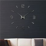 Camera da letto decorazione della casa orologio senza cornice 3D specchio grande adesivo da parete fai da te orologio muto, dimensioni: 100 * 100 cm (nero)