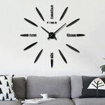 Camera da letto Home Decor Grande specchio 3D Orologio adesivo da parete fai da te, dimensioni: 100 * 100 cm (nero)