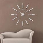 Camera da letto Home Decor Grande specchio 3D Orologio adesivo da parete fai da te, Dimensioni: 100 * 100 cm (Argento)