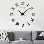 Camera da letto decorazione della casa senza cornice numeri romani grande adesivo da parete fai da te orologio muto, dimensioni: 100 * 100 cm (nero)