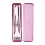 Stoviglie per esterni portatili lucidate in acciaio inossidabile 304 3 in 1 per bambini (oro rosa)
