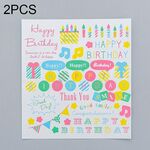 2 pezzi Happy Birthday Pattern Creativo Cartoon Children Diario Adesivo decorativo