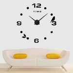 Camera da letto Home Office Decorazione Frameless Adesivi murali con superficie a specchio 3D fai da te di grandi dimensioni Orologio silenzioso, dimensioni: 100 * 100 cm (nero)