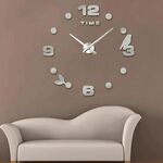 Camera da letto Home Office Decorazione Frameless Adesivi murali con superficie a specchio 3D fai da te di grandi dimensioni Orologio silenzioso, Dimensioni: 100 * 100 cm (Argento)