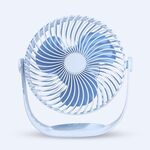 F12 Ventilatore da tavolo portatile con striscia di ricarica USB girevole con controllo a 3 velocità (blu)