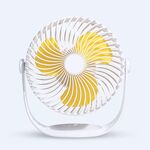 F12 Ventilatore da tavolo portatile con striscia di ricarica USB girevole con controllo a 3 velocità (bianco)