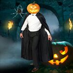 Costume da mantello per mantello da diavolo di Halloween per adulti Costume da festa per feste Fancy Robe Scialle Costumi con cappuccio per donna Uomo (nero)