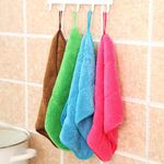Panno per la pulizia della cucina in fibra di bambù Panno per la pulizia della cucina Panno abrasivo su entrambi i lati Assorbimento d'acqua Olio antiaderente, può essere appeso, consegna colore casuale