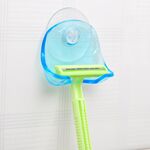Portaoggetti da bagno Ventosa Porta rasoio da barba Portaoggetti Porta rasoio Gancio a muro Appendini Ventosa (blu trasparente)