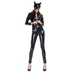 Costume di Halloween in pelle verniciata Cat Girl Neutro Sexy Abbigliamento da motociclista Performance sul palco Abbigliamento Cosplay, Taglia: M, Busto: 80-85 cm, Giro vita: 66-72 cm, Vestiti lunghi: 138 cm