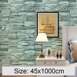 Green Brick Creativo 3D Stone Brick Decorazione Carta da parati Adesivi Camera da letto Soggiorno Parete Carta da parati impermeabile Rotolo, Dimensioni: 45 x 1000 cm