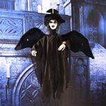 Fantasma volante sospeso e spaventoso suono e movimento per le decorazioni di Halloween (nero)