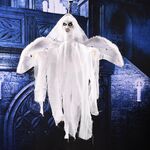 Fantasma volante sospeso e spaventoso suono e movimento per le decorazioni di Halloween (bianco)