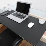 Tappetino per mouse multifunzionale in pelle PU su due lati, tappetino per tastiera, tappetino per scrivania, dimensioni: 90 x 45 cm (nero rosso)