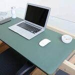 Tappetino per mouse multifunzionale in pelle PU su due lati, tappetino per tastiera, tappetino per scrivania, dimensioni: 90 x 45 cm (verde + argento)