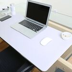 Tappetino per mouse multifunzionale in pelle PU su due lati, tappetino per tastiera, tappetino per scrivania, dimensioni: 90 x 45 cm (grigio argento)
