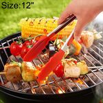 12 pollici silicone antiscivolo pane cibo barbecue barbecue pinze clip utensili da cucina (rosso)
