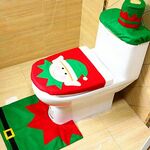 Decorazione natalizia di fantasia Happy Santa Elf Water Copertura del set di tappeti da bagno