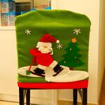 Decorazione per la tavola di Natale, fodera per sedia con motivo Babbo Natale da sci di nuovo stile