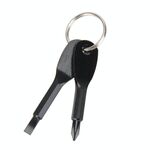 Strumento portatile da esterno 2 in 1 con intaglio + cacciavite a croce con portachiavi (nero)