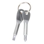 Strumento portatile da esterno 2 in 1 con intaglio + cacciavite a croce con portachiavi (argento)