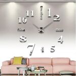 Orologio da parete creativo con specchio 3D fai da te, dimensioni: 120 * 120 cm (argento)