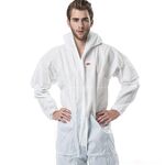 3M 4515 Tuta per sabbiatura antipolvere antistatica bianca monopezzo con cappuccio, taglia: XL