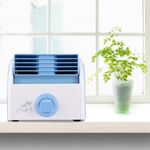 Mini ventilatore da tavolo muto da 30 W senza pale per dormitorio / camera da letto / soggiorno / ufficio, 3 modalità di velocità, CA 220 V (blu)