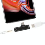Adattatore per ascolto con presa jack da 3,5 mm 2 in 1 da USB-C / tipo C maschio a USB-C / tipo C femmina (nero)