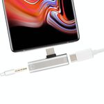 Adattatore per ascolto con presa jack da 3,5 mm 2 in 1 da USB-C / tipo C maschio a USB-C / tipo C femmina (argento)