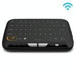 Tastiera QWERTY Mini Air Mouse wireless H18 da 2,4 GHz con touchpad / vibrazione per PC, TV (nera)